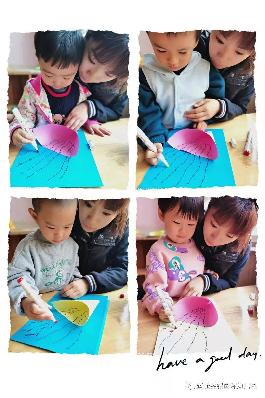 在重阳节到来之际,老师们组织宝贝们巧手做手工,用幼儿亲手制作的小