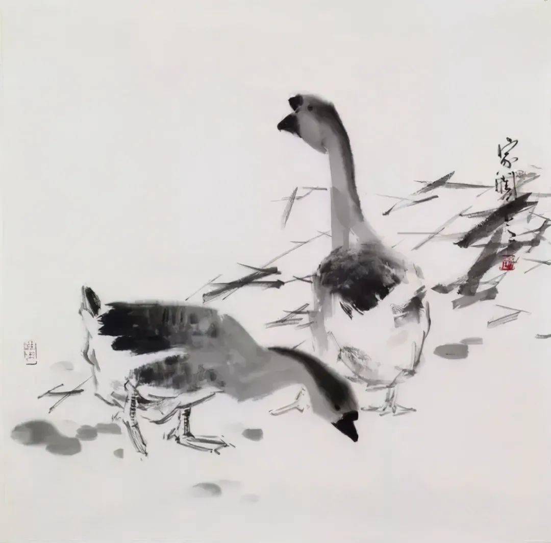 国画名家画鹅欣赏_广东省_书画展_频道