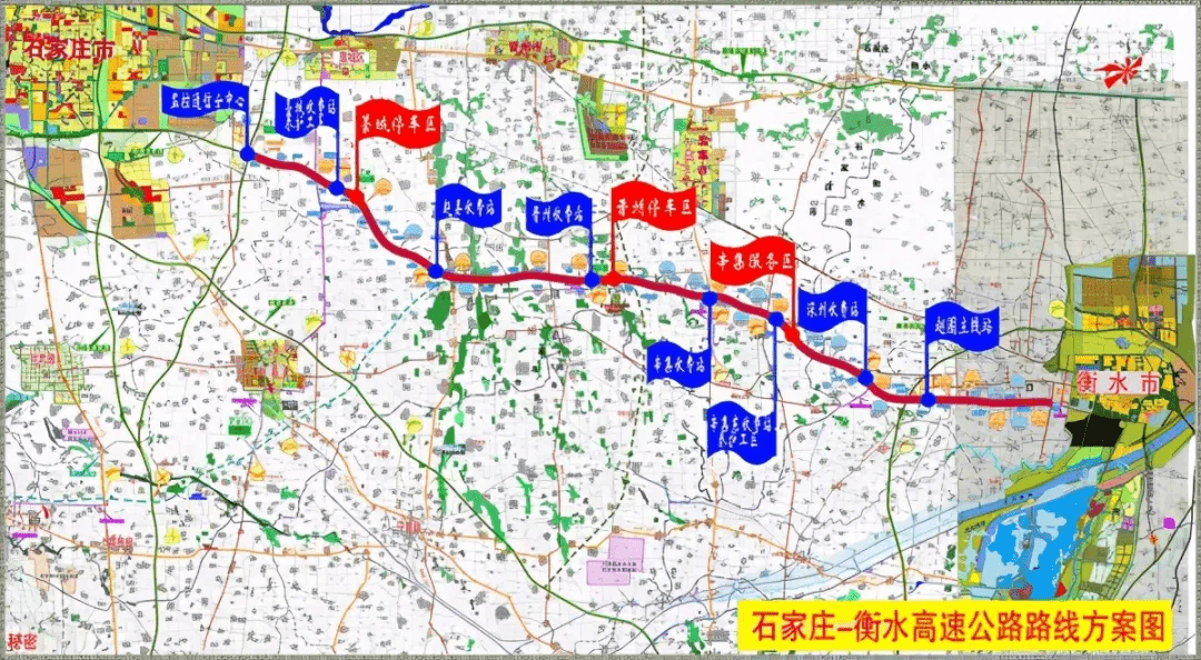 向东相继跨越衡井公路,国道g515(定浚线),河营公路,国道g230(通武线)