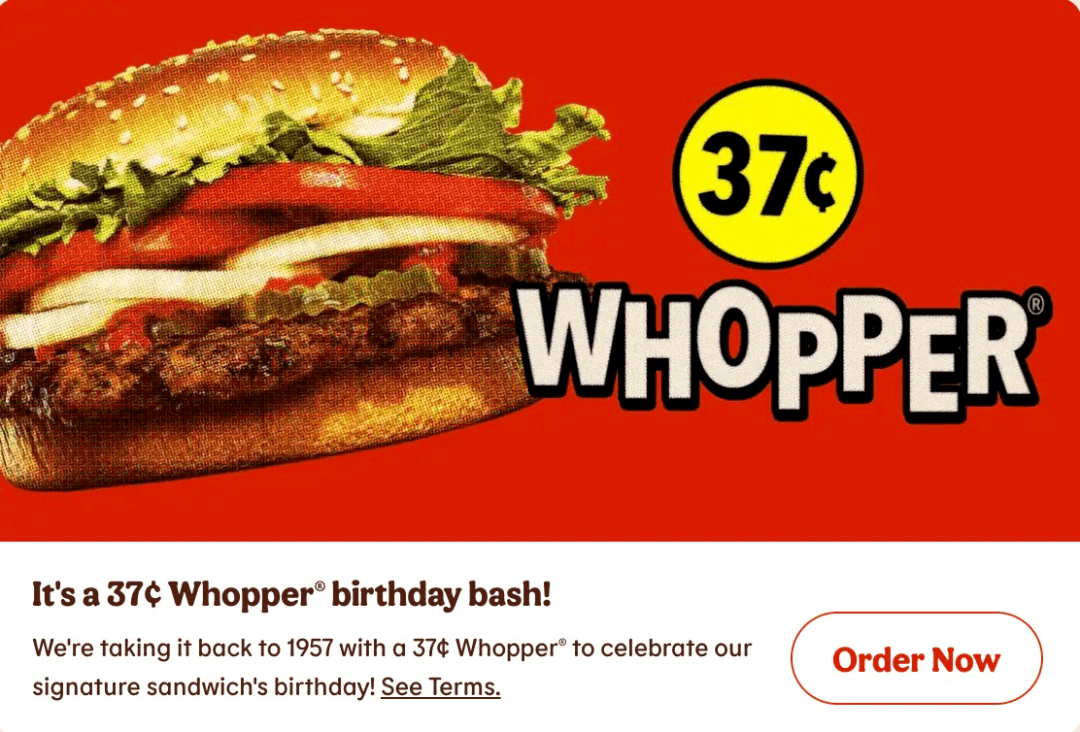 burger king皇堡whopper仅需$0.37!午餐就吃!