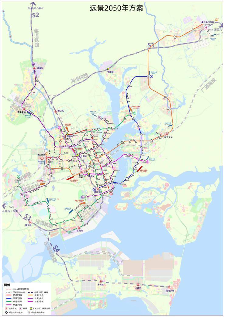 湛江分两期规划城市轨道线路丨远期2035年规划5条线路