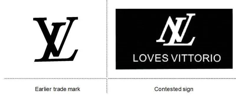 与"lv"品牌logo相似,并且涉及的产品范围为服装,皮带扣,拉链和纽扣