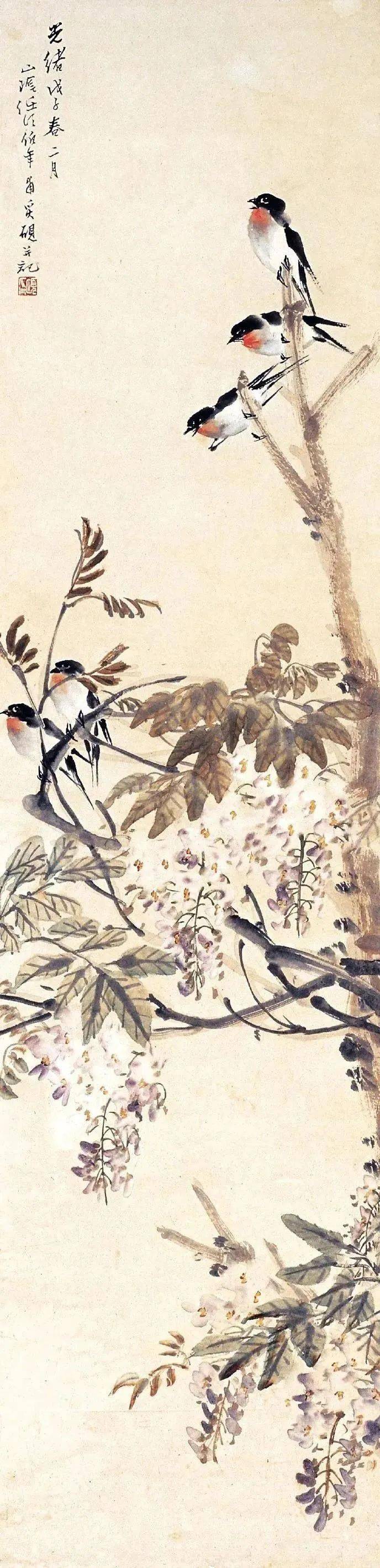 一组春燕图,极富诗情画意_任伯年_燕子_飞燕