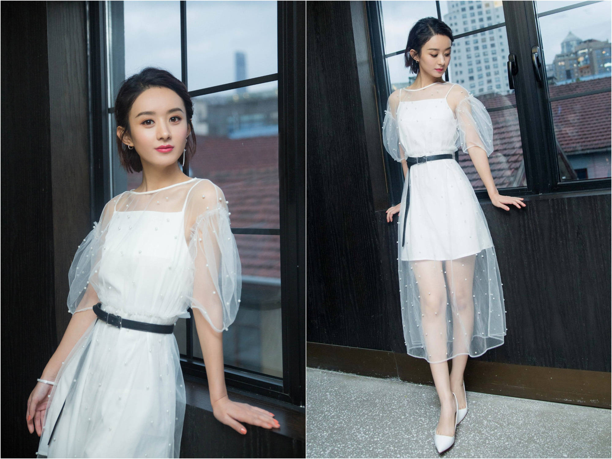 长发 赵丽颖高调回归,身穿白色连衣裙清新淡雅气质好,蓄起长发更温柔