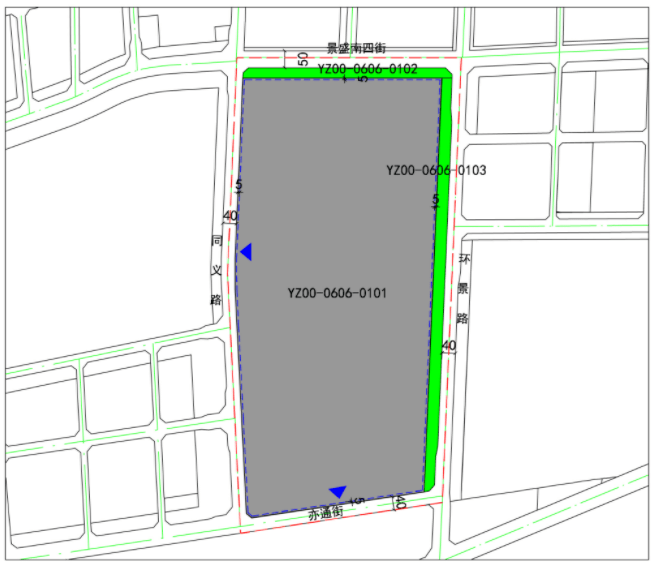 南至亦通街,西至同义路,东至环景路,总用地面积87