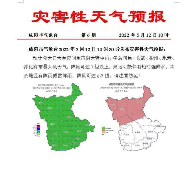 咸阳气象台发布灾害性天气预报→_夜间_阴天_气温