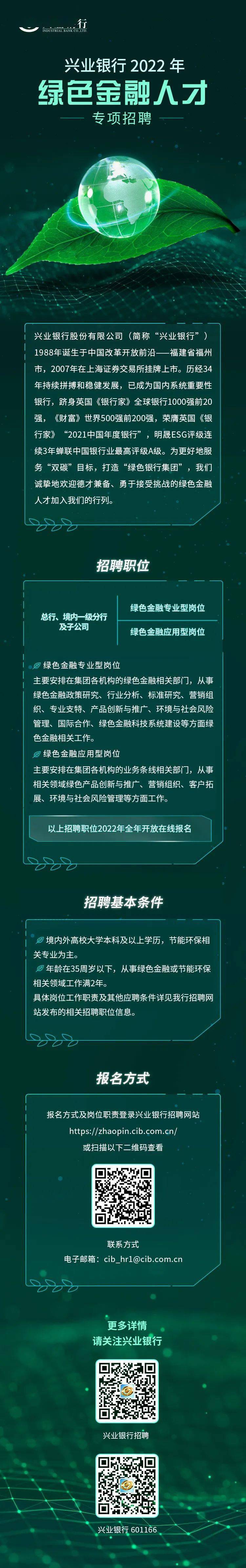 社招| 兴业银行总行绿色金融人才专项招聘_国际集团_基金_资产