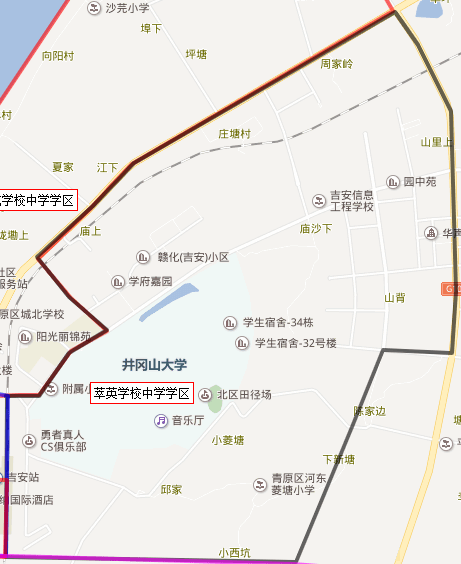 新桥学校中学学区范围:思源实验学校中学学区范围:吉安十三中中学学区