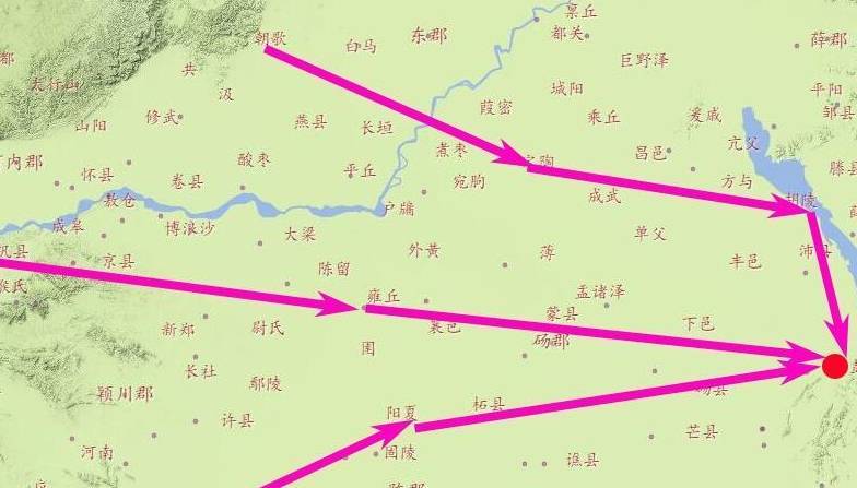 负责筹集物资,自渭水,黄河顺流而下补给军队;令韩信继续围攻废丘章邯