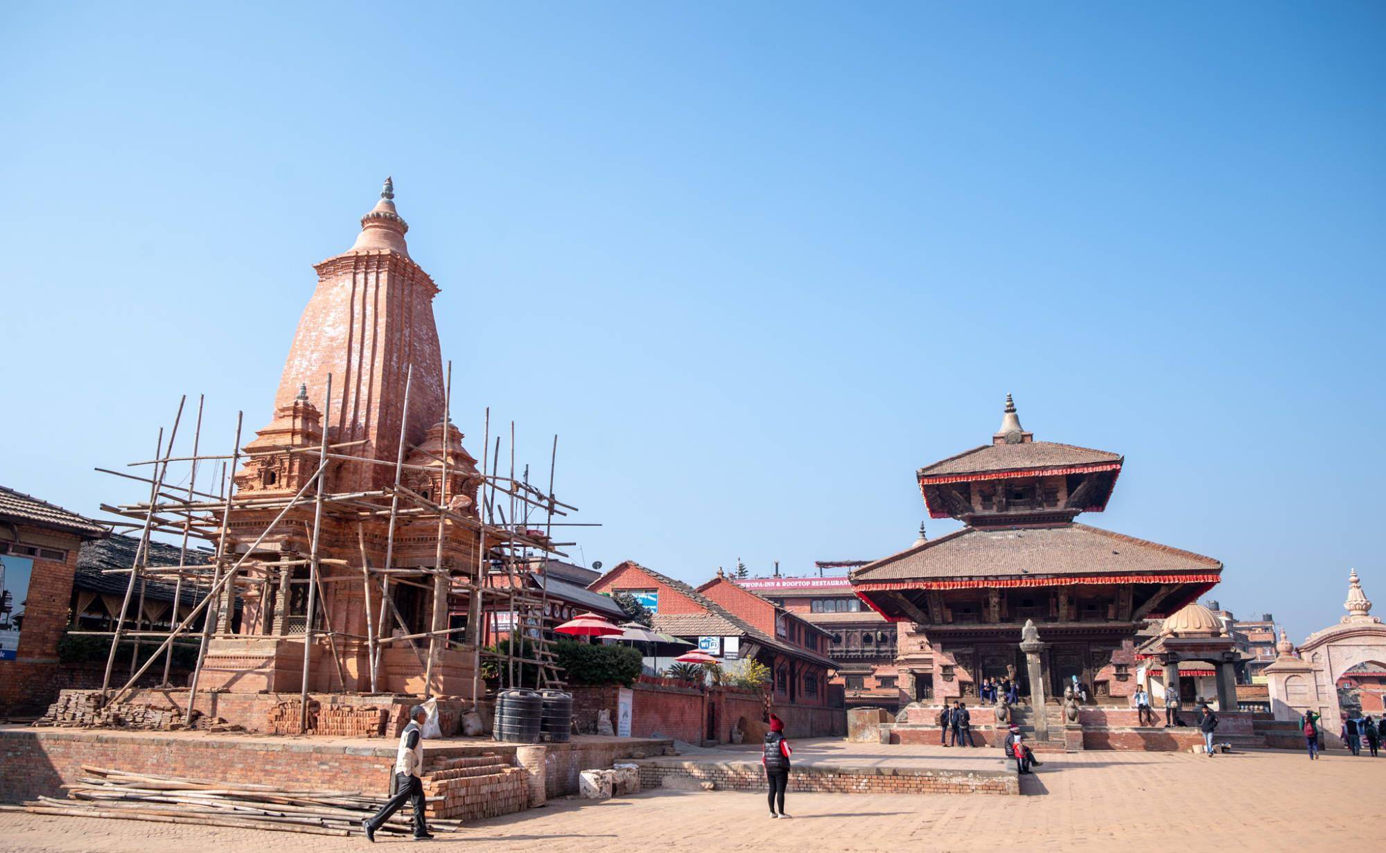 尼泊尔巴德岗杜巴广场，被誉为“露天博物馆”，震后仍在修复中