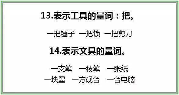 每周至少读两遍！1-6年级基础量词24类全整理，考试肯定用的上！  小升初作文 第13张