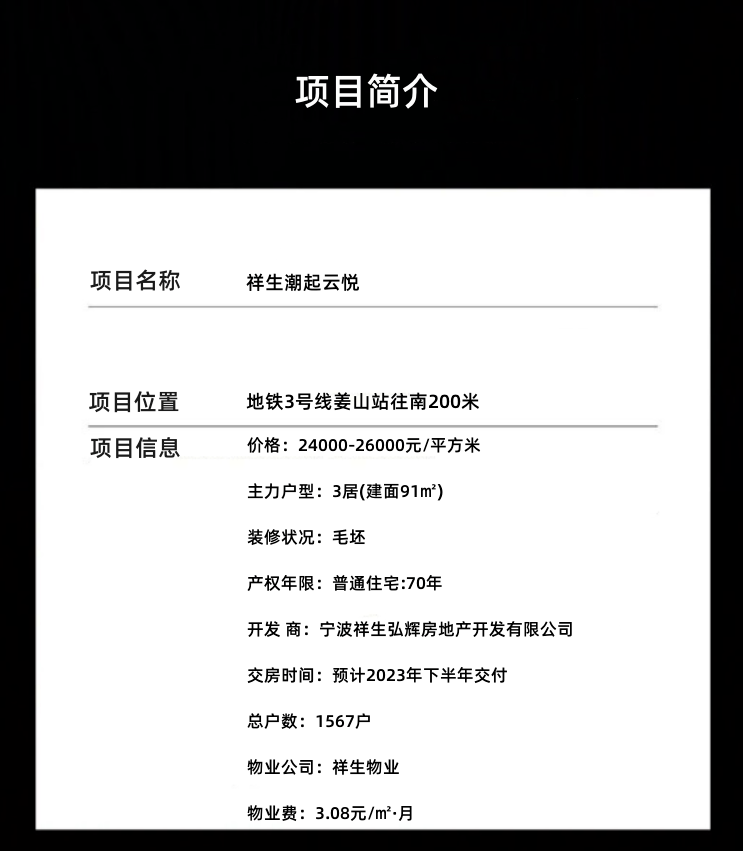 宁波鄞州「祥生潮起云悦」楼盘房价,户型,周边配套