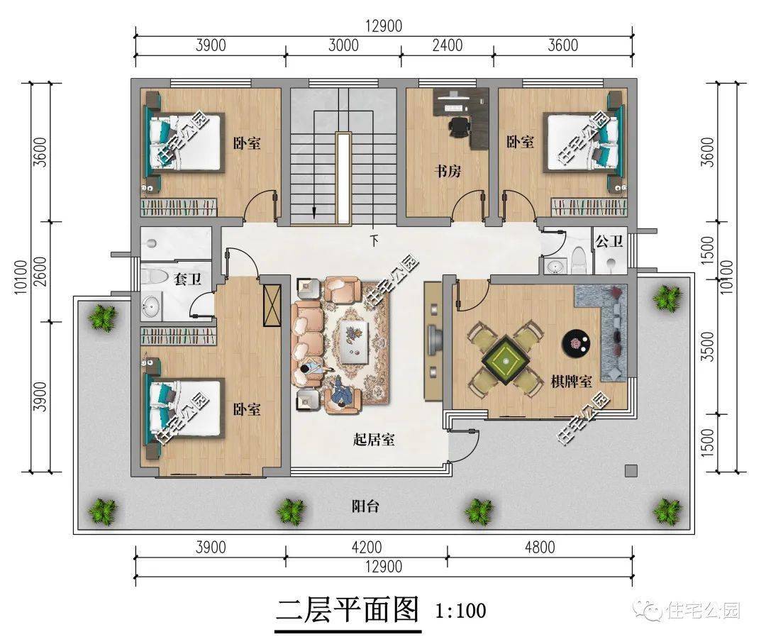 湖南刘先生定造设想12×10米二层现代别墅，全景落地窗美妙又大气（2216）