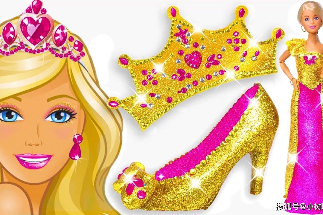 好漂亮呀芭比娃娃穿上金黄色系的裙子显得更加高贵了