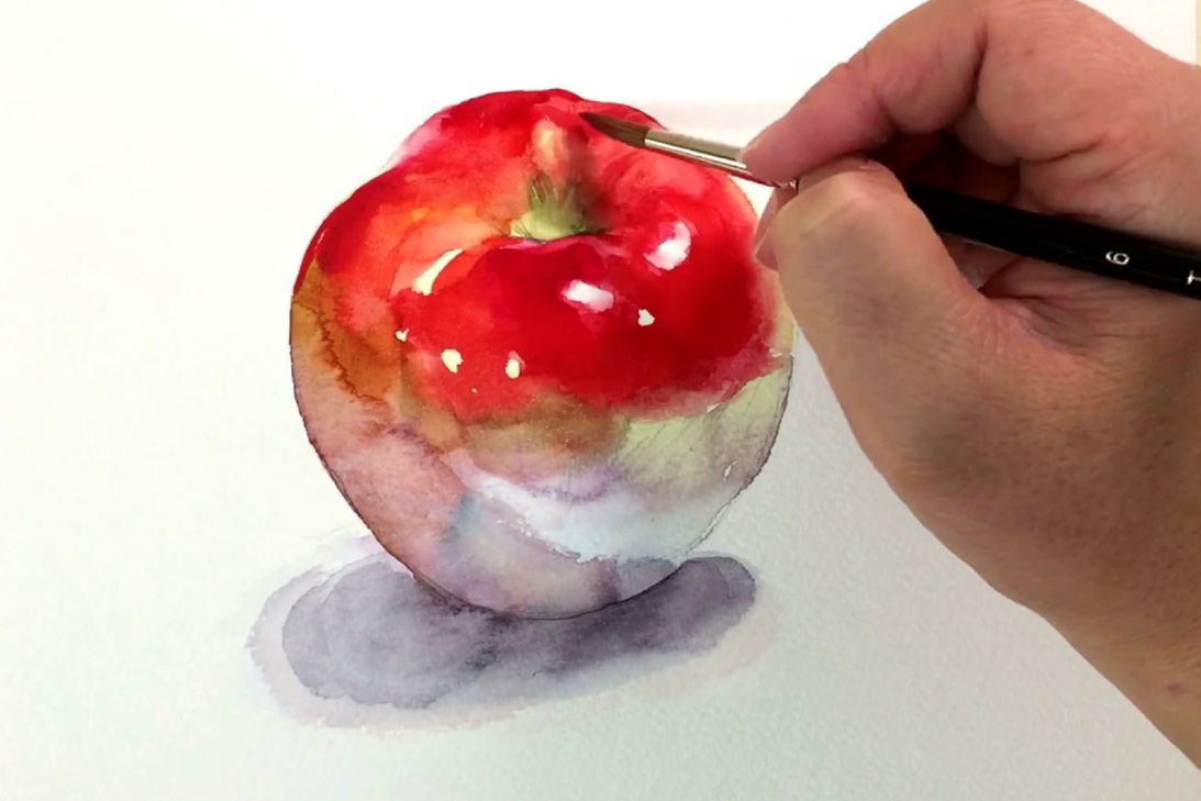 周末在家画画吧!水彩画入门学习,初学静物水彩画之苹果