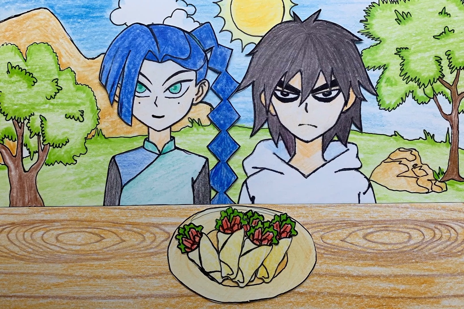 手绘定格动画刺客伍六七趁梅小姐不在打算偷偷吃煎饼果子