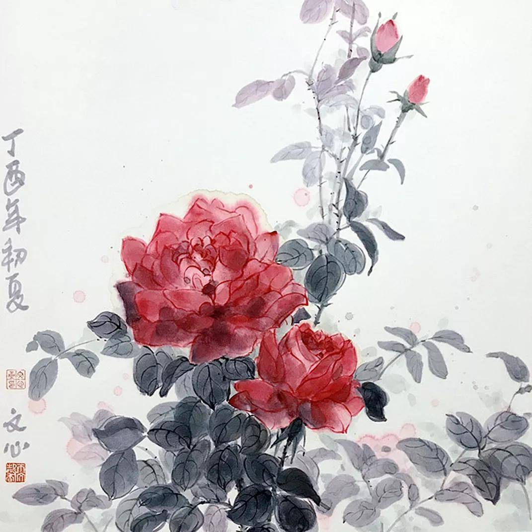 国画我选择了花卉作为自己绘画的主要表现对象,花朵虽小但它一样拥有