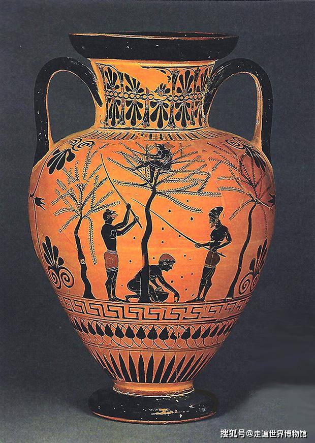 古希腊黑绘陶壶图片