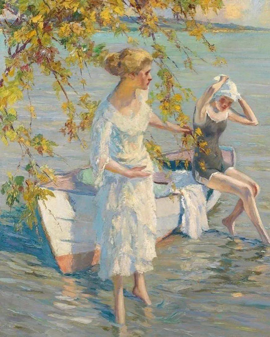 edward cucuel 更多作品欣賞他擅長使用充滿活力的色彩來描繪女性在