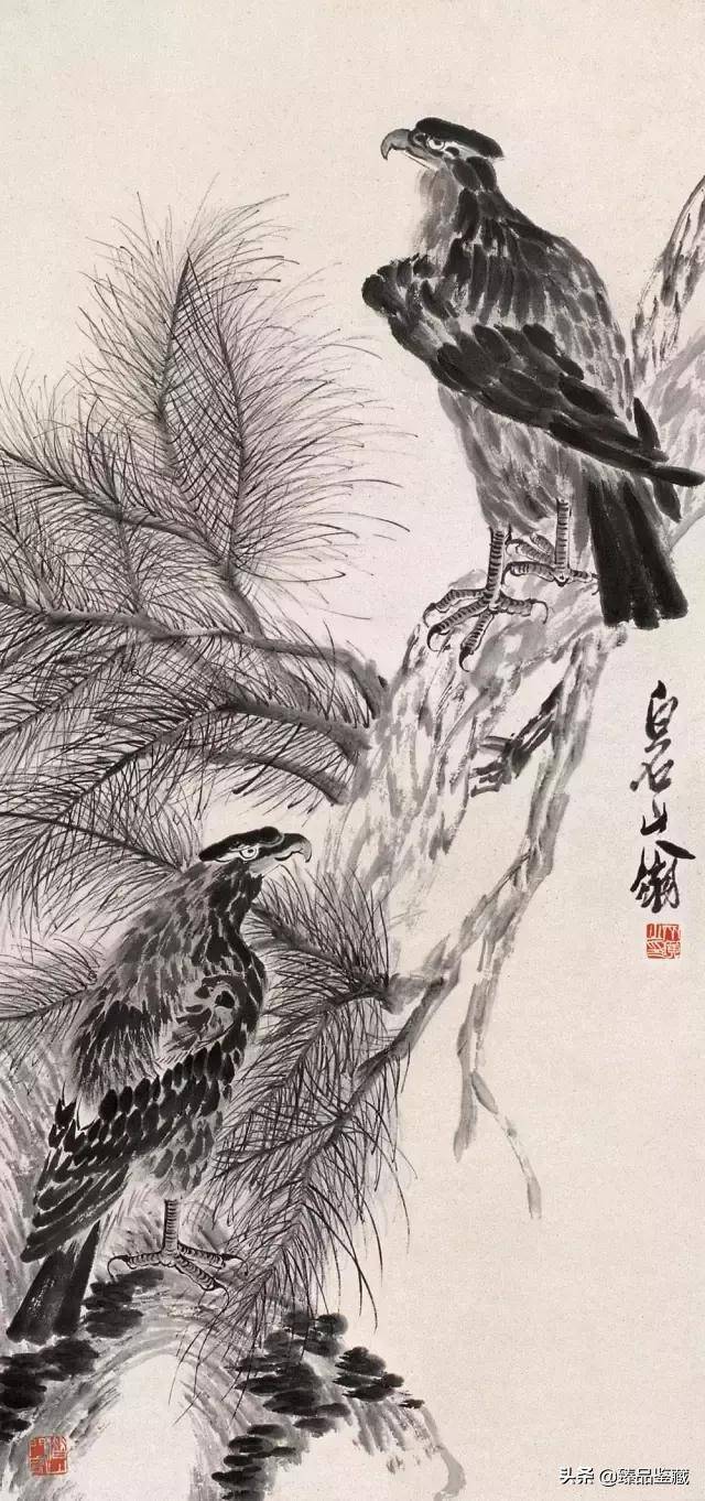 1946年作齐白石 松柏高立图·篆书四言联黄胄擅长中国人物画和动物画