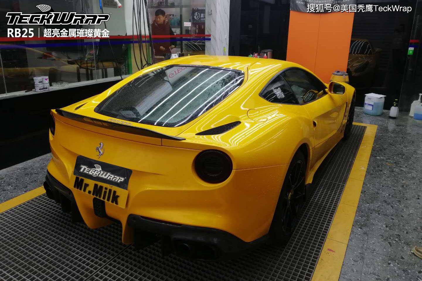 秃鹰teckwrap汽车车身改色贴进口膜rb25超亮璀璨黄金法拉利