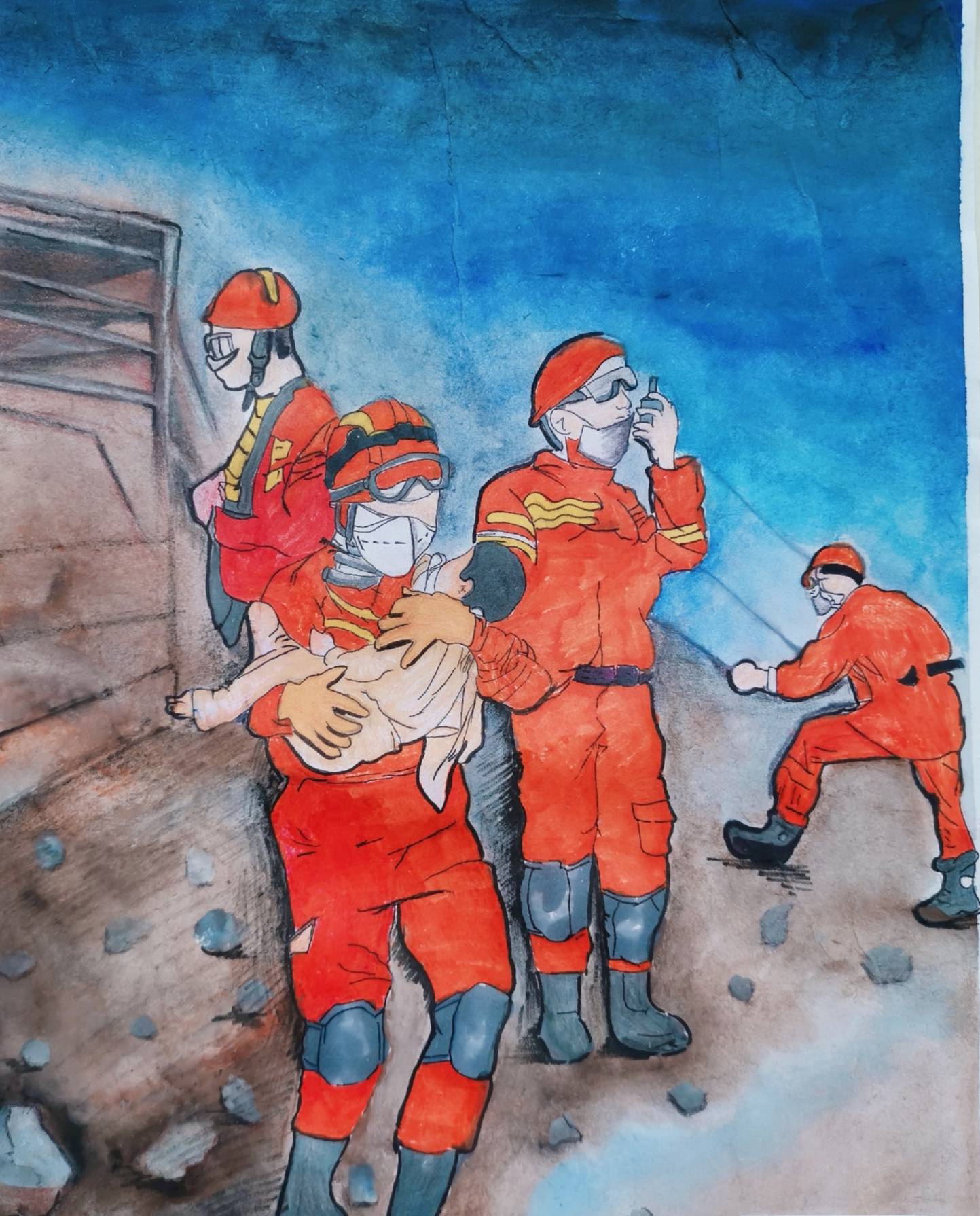 支队消防指战员们却收到了小朋友们送来的礼物,一幅幅精美的绘画作品