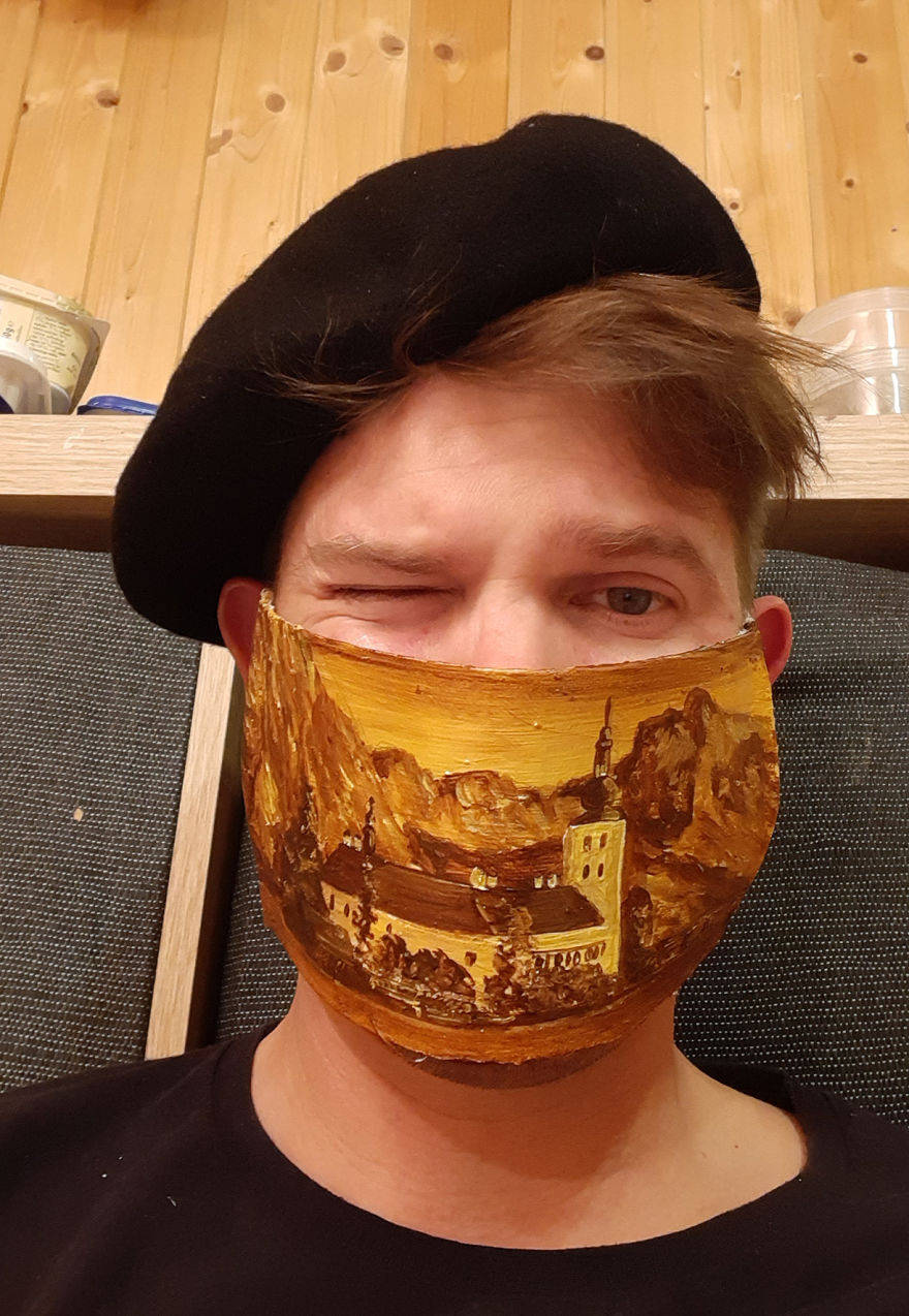 艺术家用口罩作画,戴这样的口罩出门回头率百分百