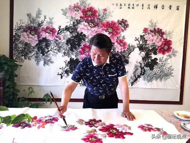 北京画家王新牡丹图片