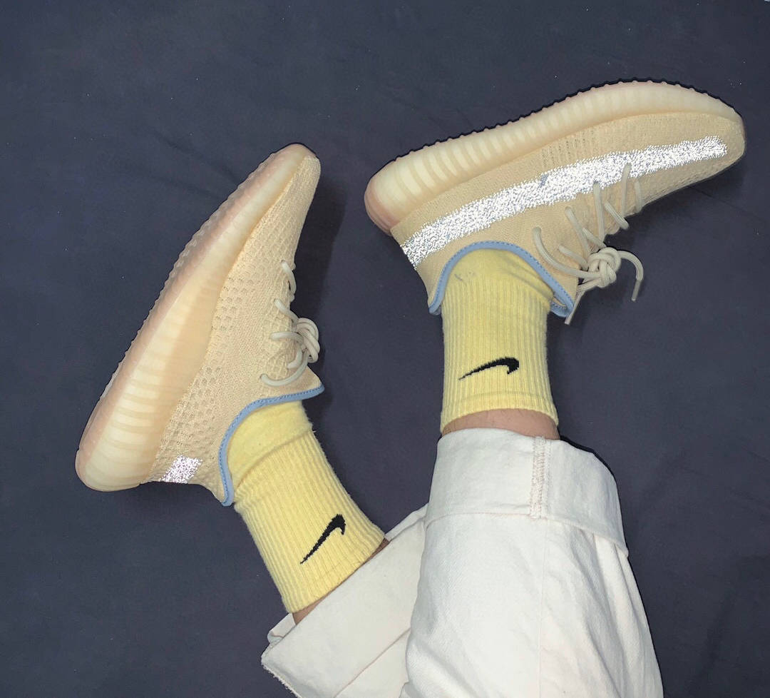 阿迪达斯 yeezy boost 350 v2 linen 奶油麻布 sulfur 硫磺抹茶绿椰子
