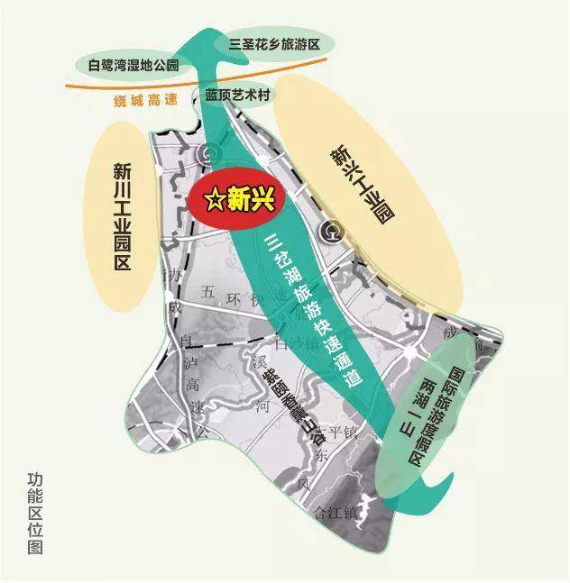 該項目位於天府新區新興鎮的入口,距離成都市中心城