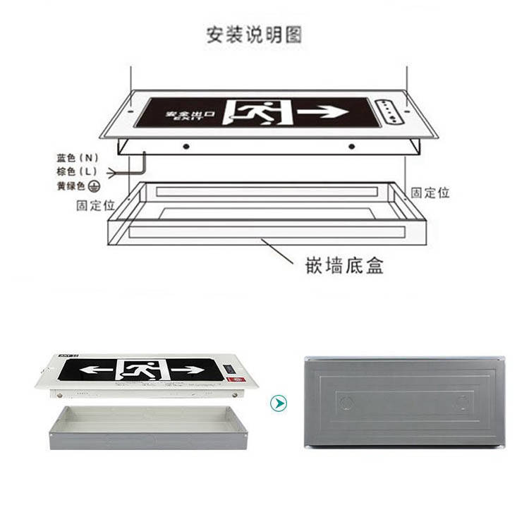 嵌入式疏散標誌燈暗裝新國標消防應急燈led通道安全出口指示燈牌