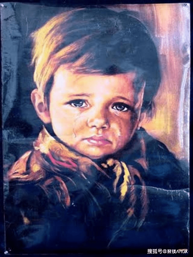 哭泣的孩子油画图片