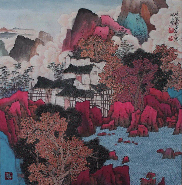 映日山川分外红 ——郭明信的现代工笔重彩山水画赏析