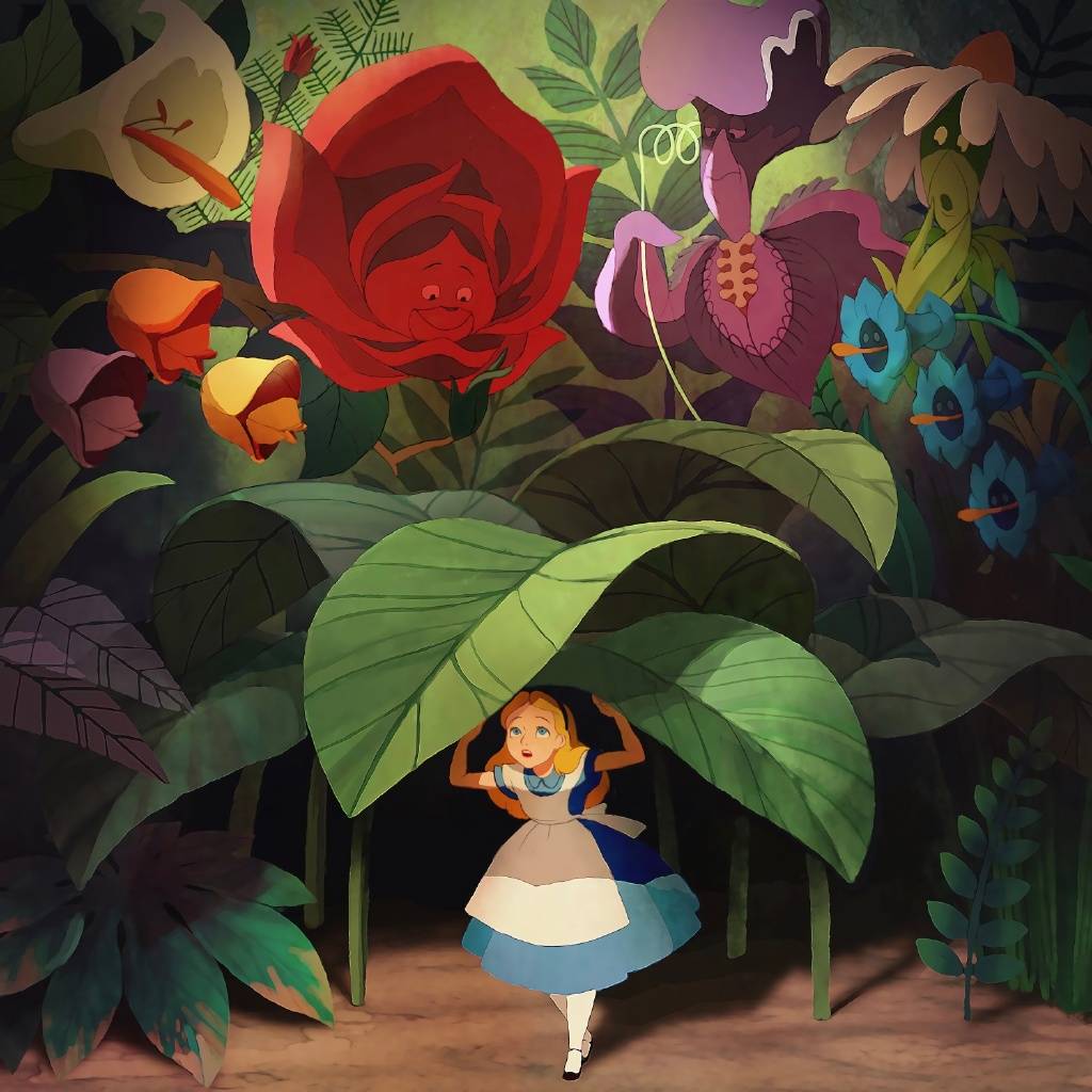 原创用"卡通片"的画风,描绘迪士尼公主,浓厚色彩充满童趣又好看