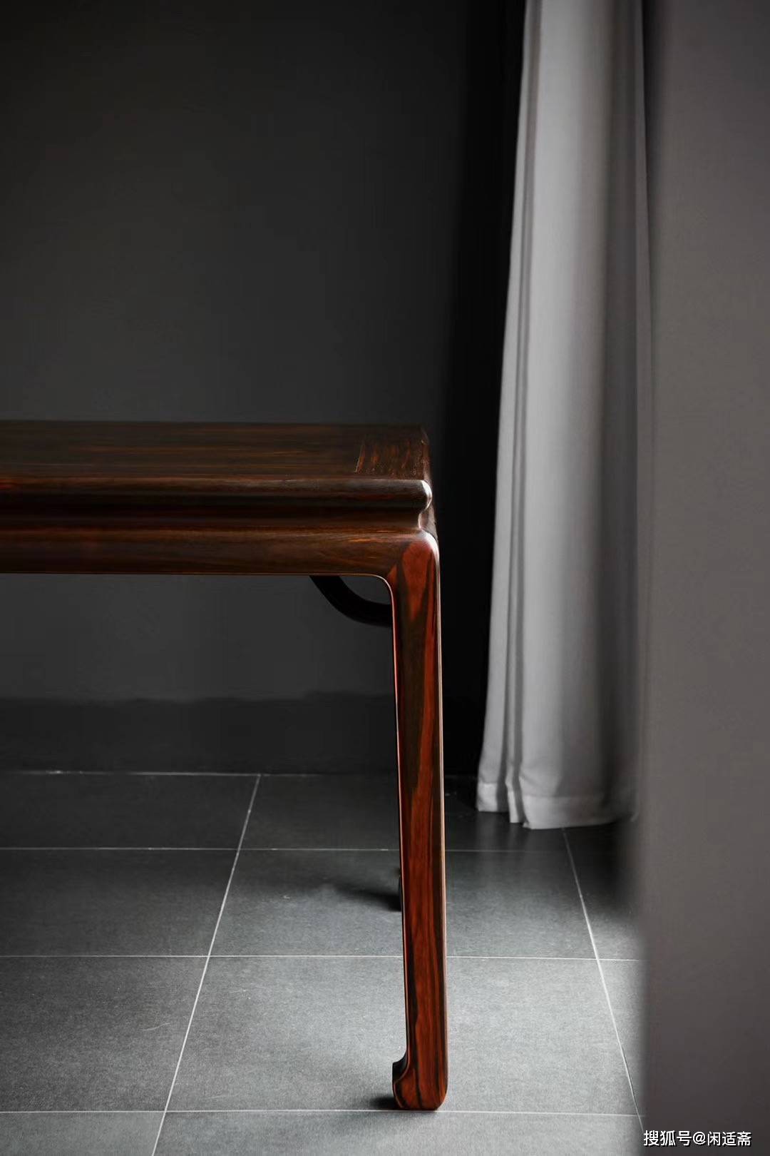 原创明清家具,霸王枨马蹄画案,大红酸枝老料