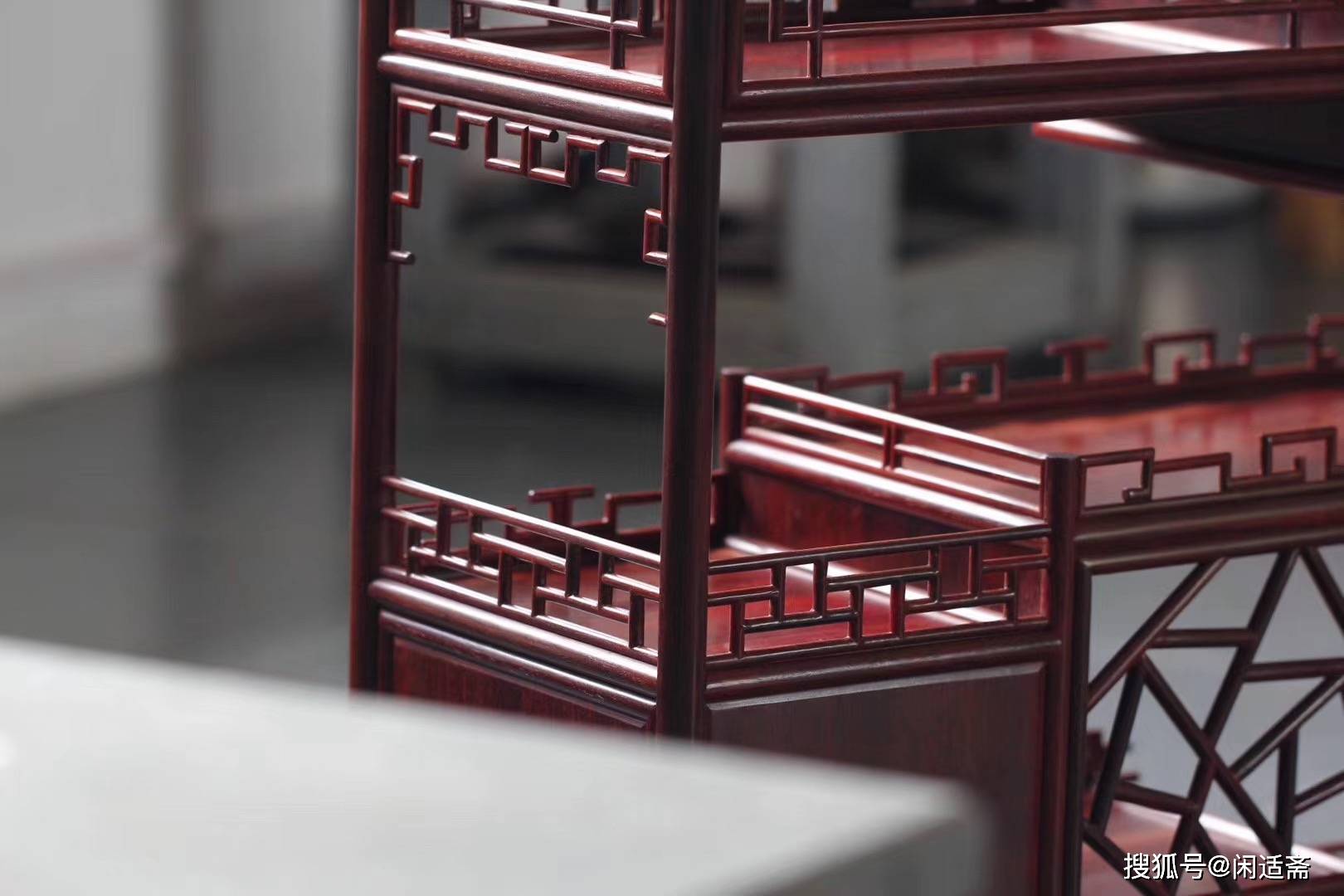 原创文人案头,小叶紫檀,冰裂纹小博古架