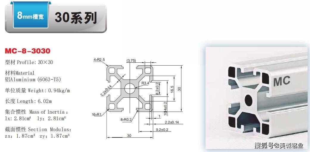 常用的歐標鋁型材有2020/3030/4040/4080/6060/6060等截面鋁合金型材.