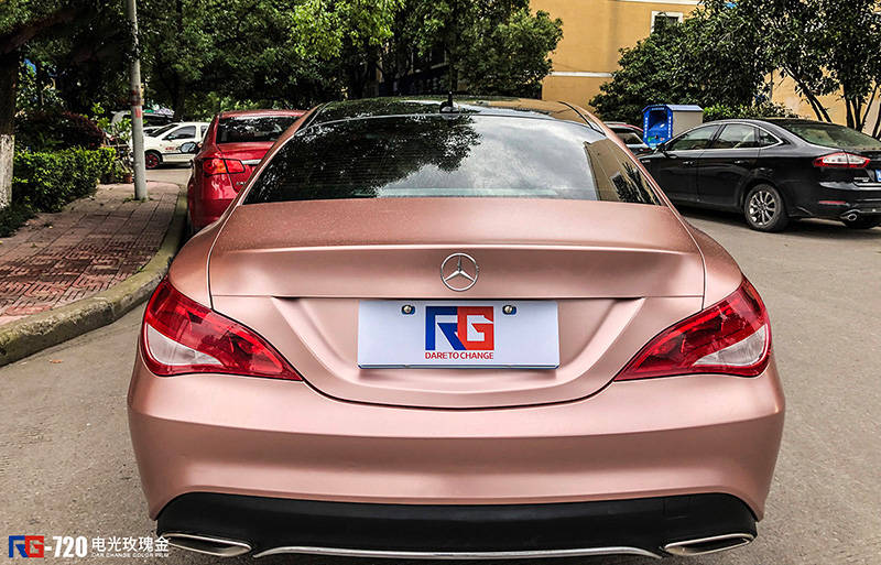 奔驰gla200车身改色电光玫瑰金rg瑞集改色膜浙江永康加盟店出品