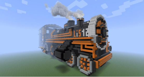 原创《我的世界》老玩家像素级还原复古火车头 蒸汽及灰尘均清晰可见