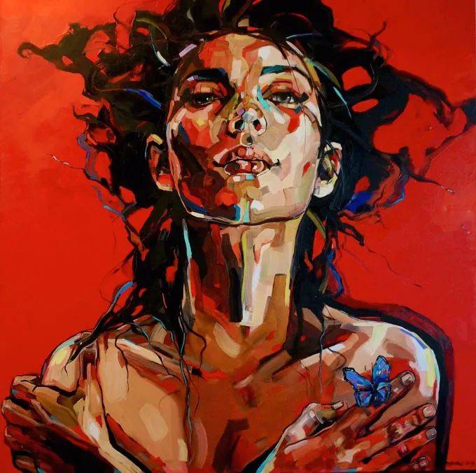 油画欣赏温柔美丽的外表奔放狂野的内心高色度高反差的人物