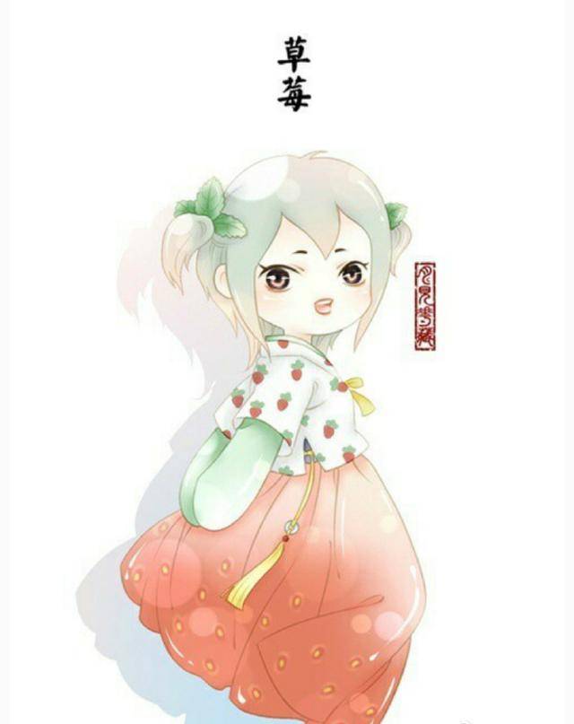 原创水果古风拟人化,西瓜姑娘很清凉,葡萄像小丫环,樱桃小姐很贵气