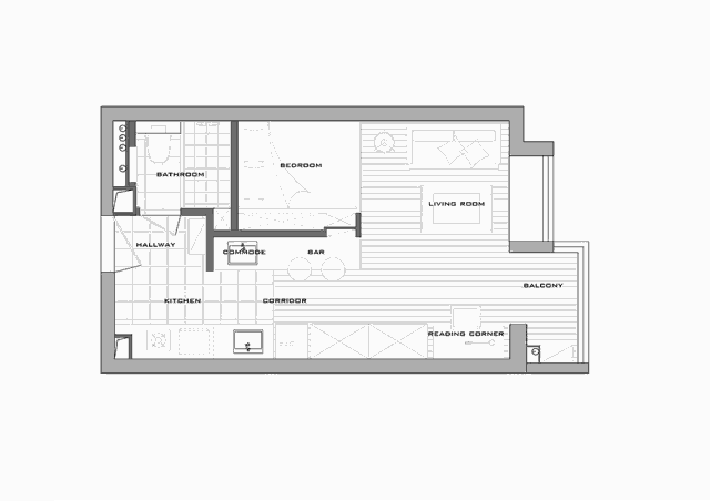 32平的小户型公寓把沙发改成沙发床朋友来了就有地方睡了