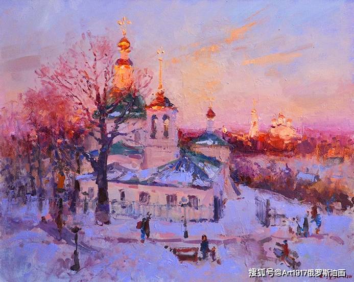 布面油画 40x60cm 2020年 在瓦金·叶夫根尼的笔下 暖色调的紫红沙滗