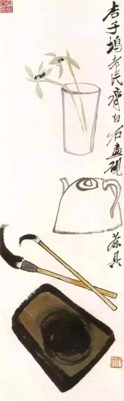 齐白石先生的茶画:品茶试砚,人生第一韵事