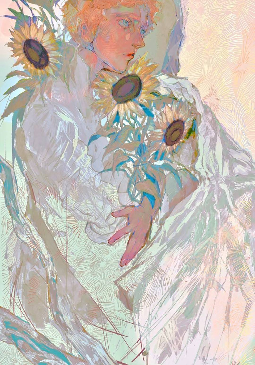 复古时尚感插画美学具有绚烂色彩和丰富想象力的复古感的插画