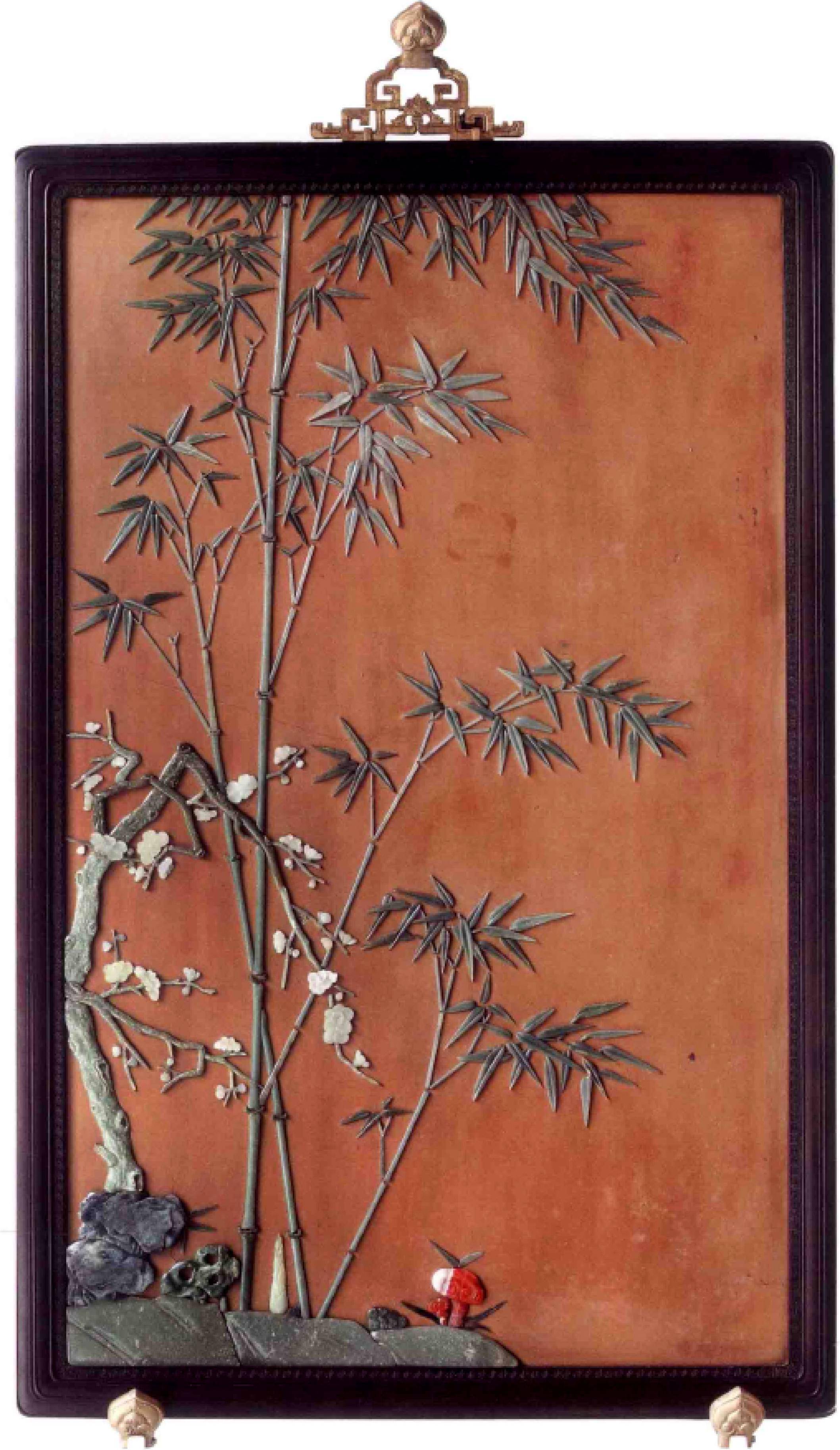 故宫文化经典,紫檀木嵌玉挂屏,格调高雅,充满美好情趣