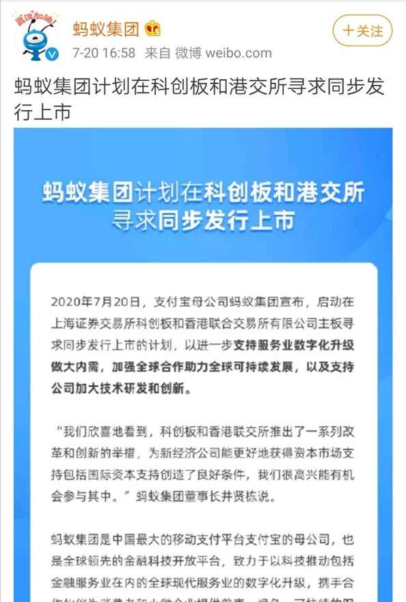 万亿估值蚂蚁集团官宣a h同步上市 阿里王牌走向台前