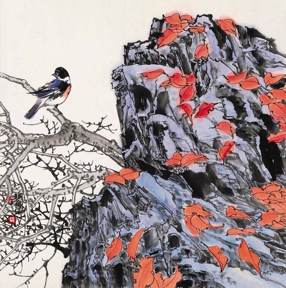 《落叶秋诗》68x68cm