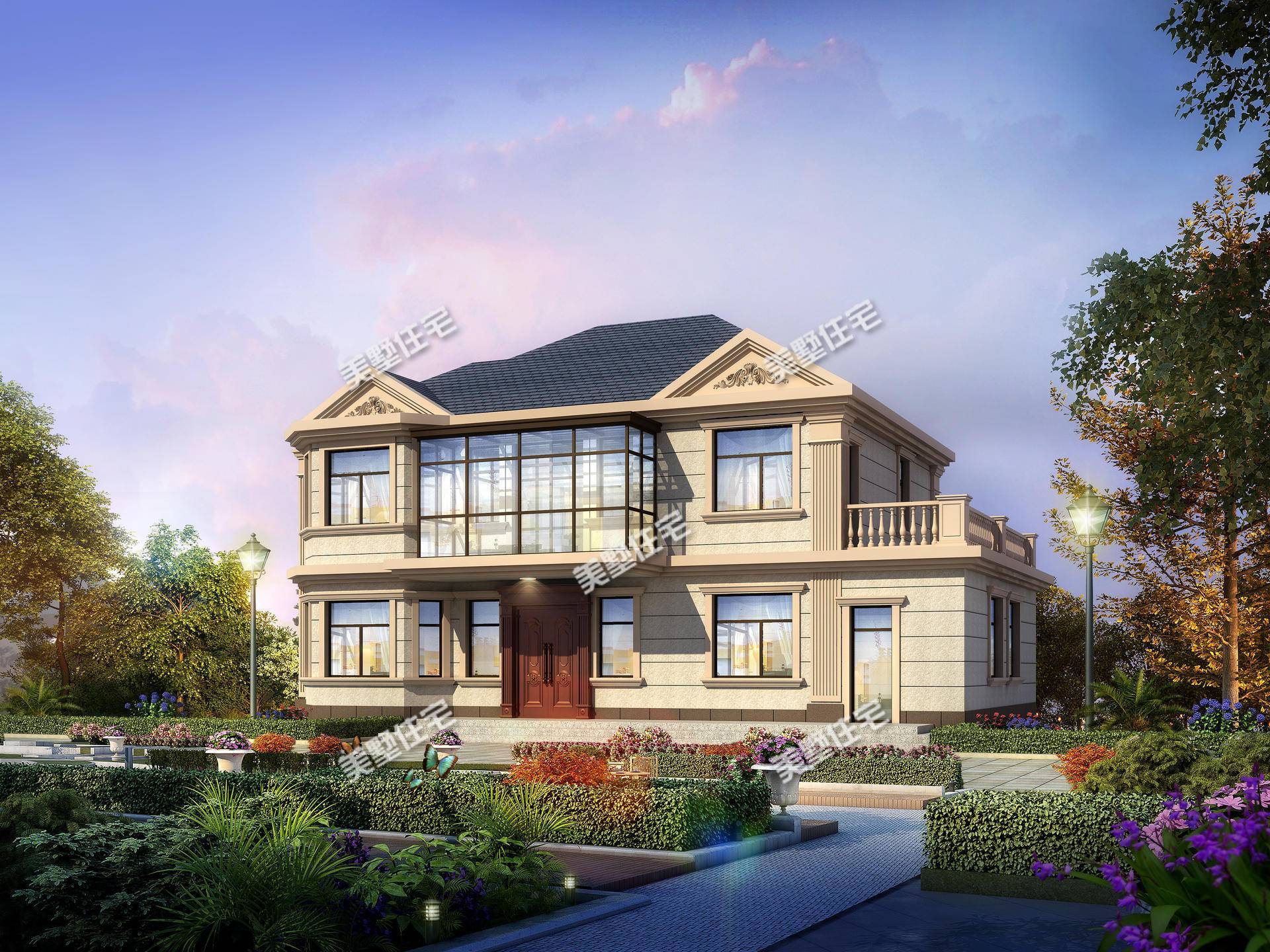 进深10米的二层别墅,6室带棋牌室,住农村就是好