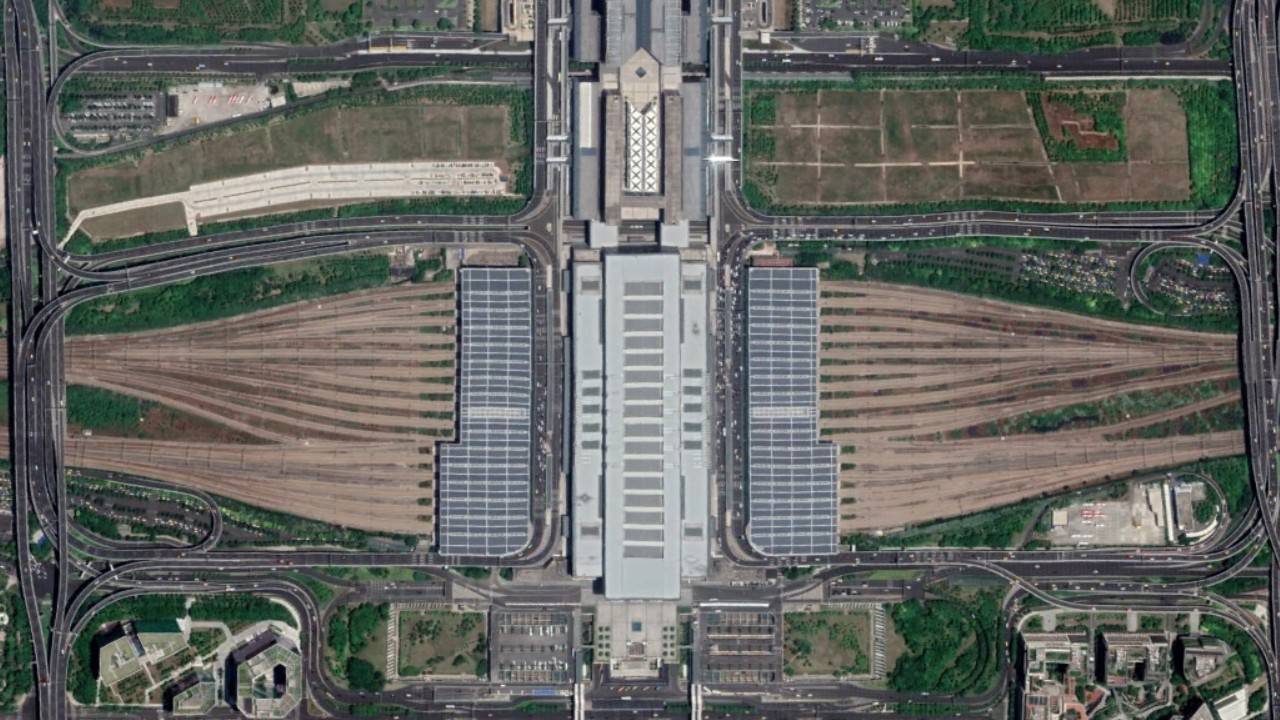 航拍高铁g7509次上海虹桥宁波各车站